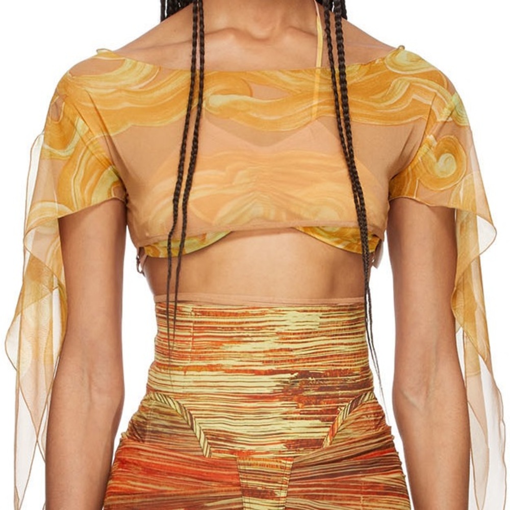Charlotte Knowles KWLS Orange Silk Kerchief Top